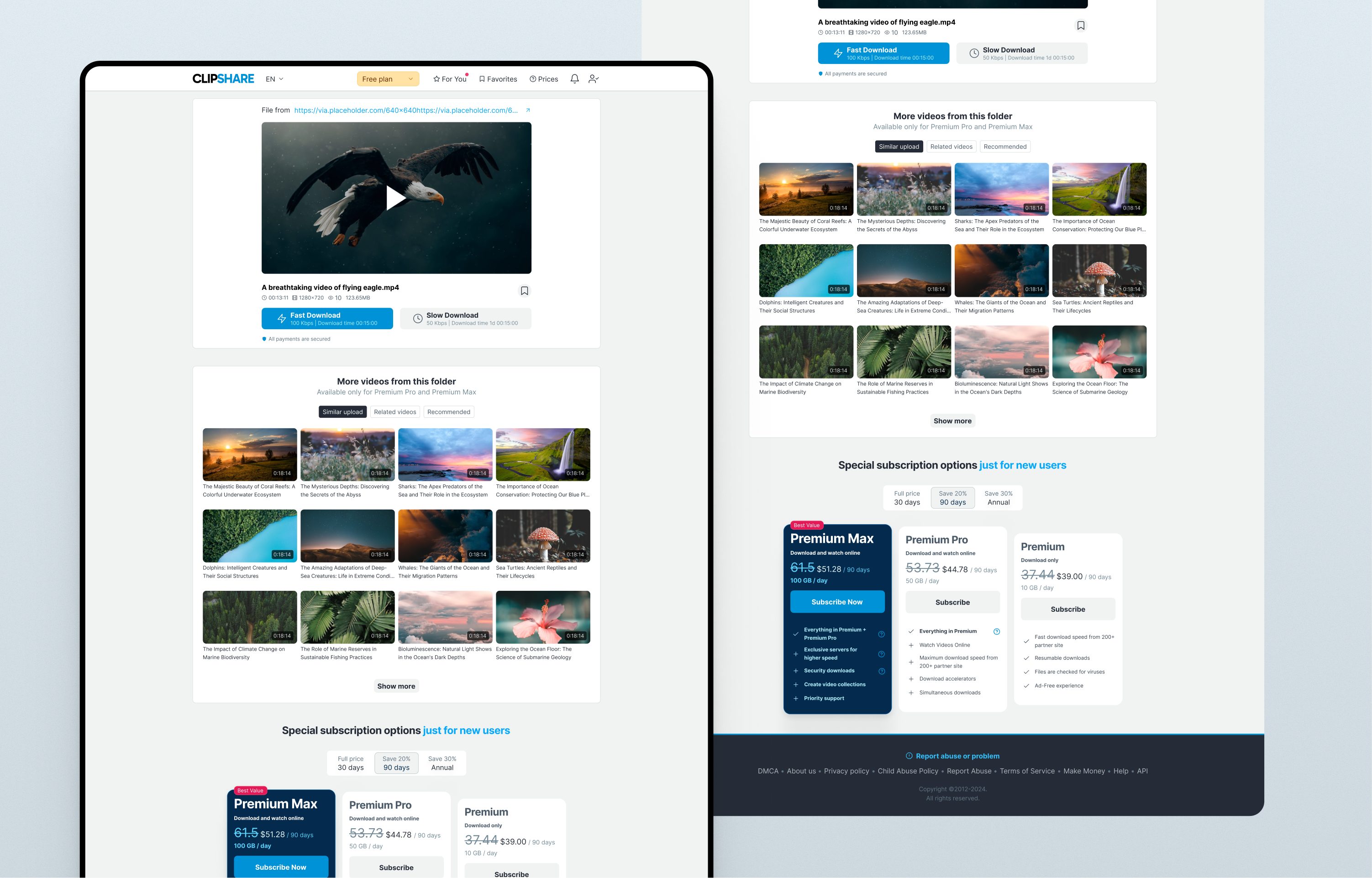 File download page — responsive breakpoints